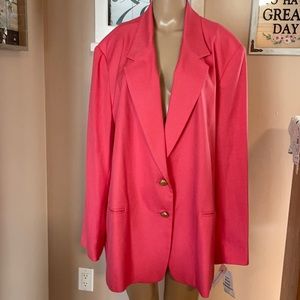APPLESEEDS CORAL COLOR WOMENS PLUS SIZE 24W POLYESTER LINED BLAZER